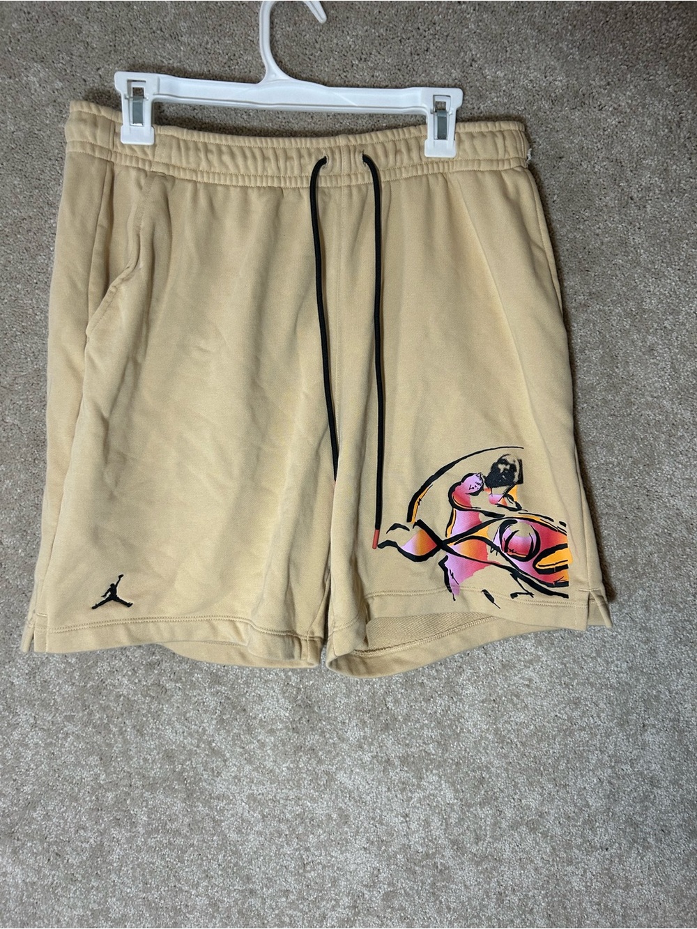 Jordan Flight MVP Men's Large Fleece Shorts Sesame Tan Nike Jumpman Basketball